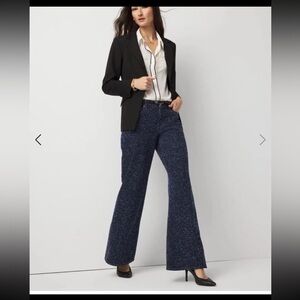 NWT WHBM White House Black Market Bouclé Mid Rise Wide Leg Jean size 12s